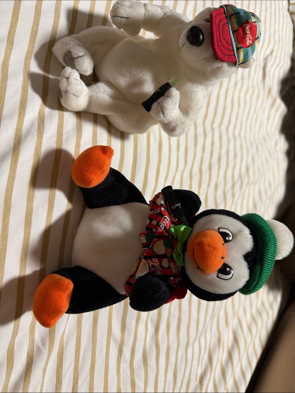 Coca Cola Holiday Penguin Plush in Black, White, Orange & Green